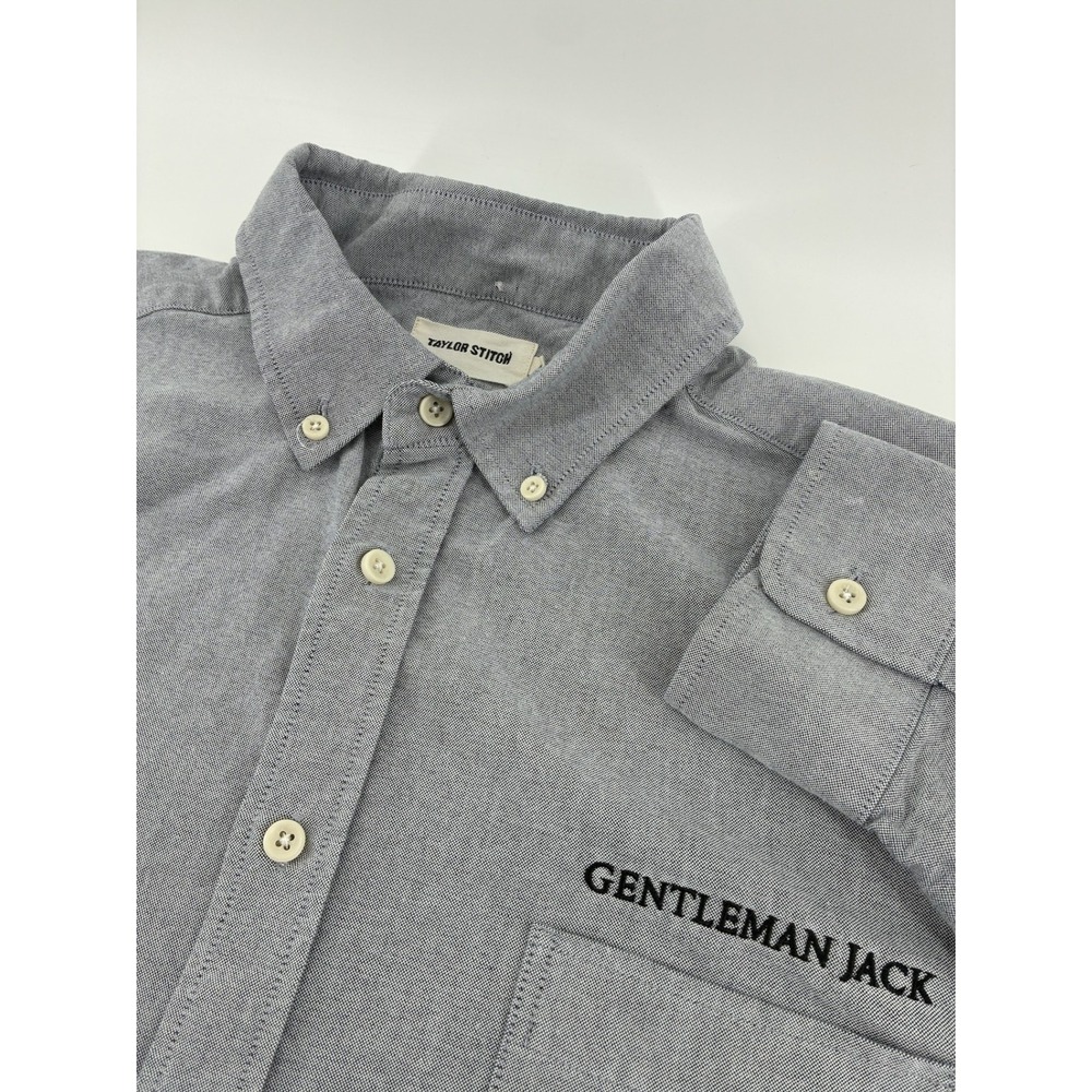 Taylor Stitch Mens Grey Organic Cotton Gentleman Jack Oxford Shirt Size 44 XL